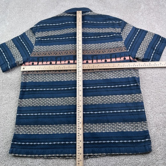 Woolrich Shirt Mens Large Blue Fish Print Fishing Lures Ripstop Cotton Button Up - Picture 6 of 9